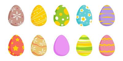Set of Easter eggs. Collection of chicken textured eggs for spring holiday. vector