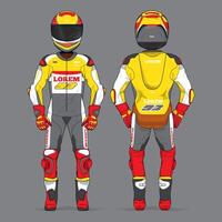 Racing Uniform Design Template in Yellow and Red Color Combinationn vector