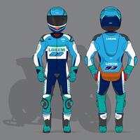 Motorcycle Rider Template Front and Back View with Color Combination vector