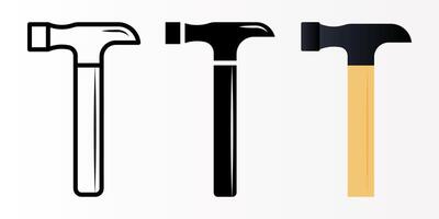 Hammer icon set. Hummer sign. for mobile concept and web design. illustration on white background vector