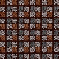 a seamless geometric pattern composed of small squares arranged in a grid. Each square contains wavy lines in different colors, including white, orange, and blue. vector