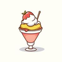 A strawberry sundae with whipped cream and strawberries vector