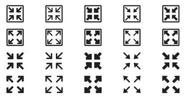 Full screen and exit full screen icon set vector
