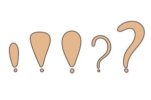 Doodle exclamation marks, question marks. Punctuation drawing black marks, Hand drawn exclamation point. vector