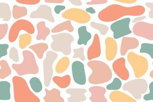 Seamless pattern of organic spots. Repeating print pebbles stones mosaic textured background. Abstract liquid shapes. Trendy minimalist design for presentations, banners, posters and flyers. vector