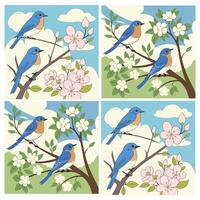 Set of birds on a branch vector