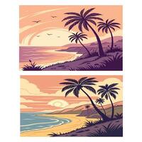 trees on the beach vector
