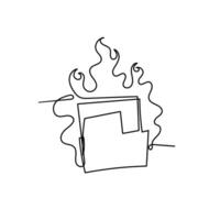 a drawing of a fire with a file folder inside vector