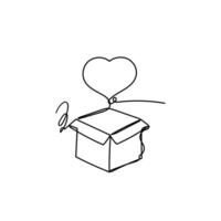 a drawing of a box with a heart inside vector