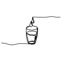 a drawing of a glass of water with a drop of liquid vector