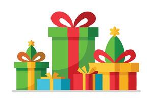 Two stylized gift boxes with bows in a simple line drawing. vector