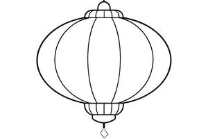 Elegant black and white illustration of a traditional Asian lantern. vector