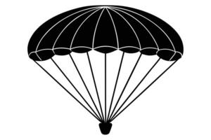 Simple black and white parachute silhouette graphic vector