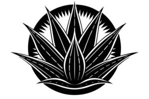 Intricate Black and White Agava Illustration vector