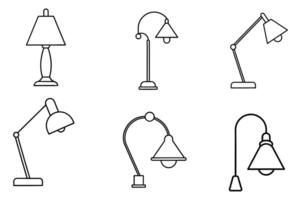 Six Different Lamp Outline Templates for Design Purposes vector