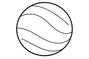 Simple black line drawing of a planet or sphere with wavy lines. vector