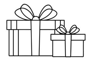 Simple black and white gift boxes with bows, perfect for coloring. vector