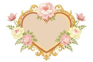 Elegant heart-shaped floral frame design for print. vector