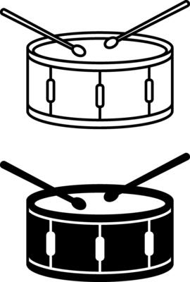 Drum Icons. Black and White Icons. Percussion Musical Instrument. Brazilian Carnival Concept