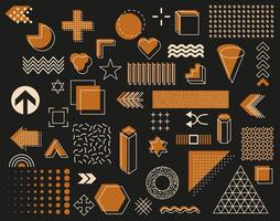 Geometric shapes on a dark background. Memphis design, retro elements for the web, sale. vector