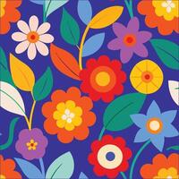 colorful pattern with flowers and leaves. vector