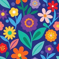 a colorful floral pattern with flowers and leaves vector