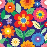 a colorful pattern with flowers on a dark background vector