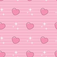 Endless pattern with stripes and hearts. Seamless pattern for Valentine's day. Repeating pattern with pink hearts vector