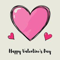 Horizontal poster Valentine's Day. Hand drawn card with big heart. Valentine's Day card. Watercolor love card vector