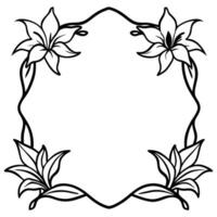 lily frame border icon vector