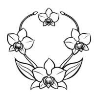 orchid floral border icon vector