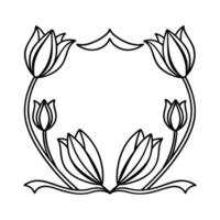 tulip corner frame icon vector