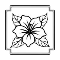 hibiscus tropical frame line art vector