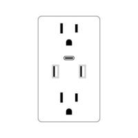 Multi Plug Outlet 2 US smart plug, 2 usb type a port and usb c, Outline style illustration vector