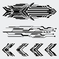 Futuristic Tech Arrows and Digital Circuit Designs vector