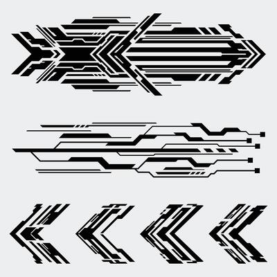 Futuristic Tech Arrows and Digital Circuit Designs