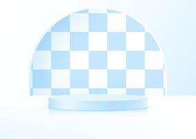 White background 3d with blue podium. 3D abstract studio room with pedestal podium. Space for selling products, backdrop, wallpaper, background, text. illustration vector