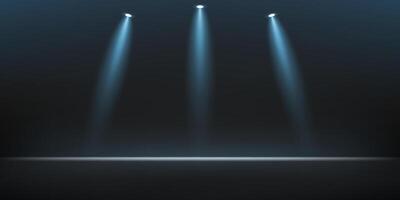 Stage focus spotlights on black and blue background. Space for selling products on the website. Empty room with spotlight effect. illustration. vector