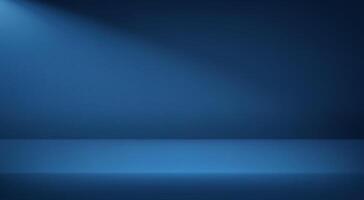 Empty dark blue studio background. Empty Room Studio with table. Space for selling products, backdrop, wallpaper, background, text. Gradient table. illustration. vector