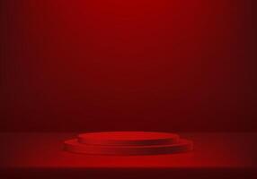 Red background 3d with podium. Modern Product Display Mockup for Showroom Showcase. illustration. vector