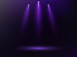 Empty stage glowing purple color light on dark purple background. Space for selling products on the website. Empty room with spotlight effect. illustration. vector