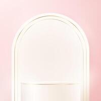 Pink background 3d with beige podium space for selling products, backdrop, wallpaper, background, text. 3D abstract studio room with pedestal podium. illustration. vector