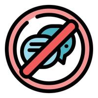 No chatting allowed, red diagonal line crossing out speech bubbles inside pink circle vector