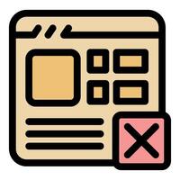 Website layout with close button showing unsaved changes or error vector