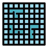 Solving logical board game with blue path on grid background vector