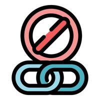 Broken link, disconnected chain, blocked access, removing a link from the chain vector