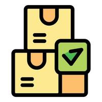 Inventory management ensuring quality control with checked boxes representing successful delivery and shipment vector