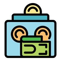 Payment terminal processing credit card with nfc technology and coins vector