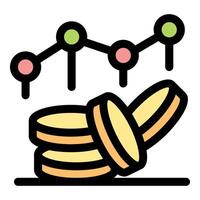 Stack of coins showing increasing profit graph representing financial success vector