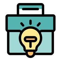 Portfolio with light bulb shining, representing creative ideas and innovation vector